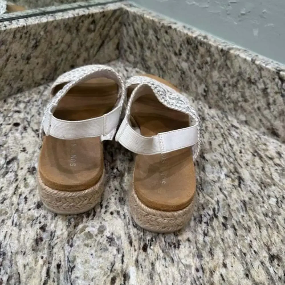 Women's White Woven Sandals